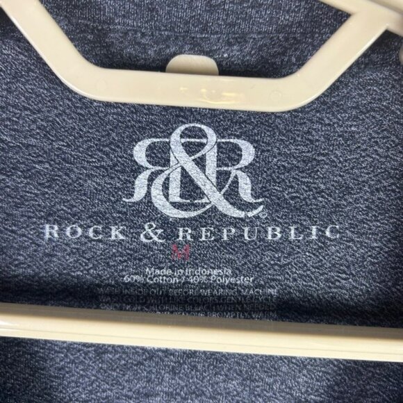 Rock & Republic Charcoal Gray Graphic Short Sleeve T-Shirt Men's Medium - Picture 3 of 5